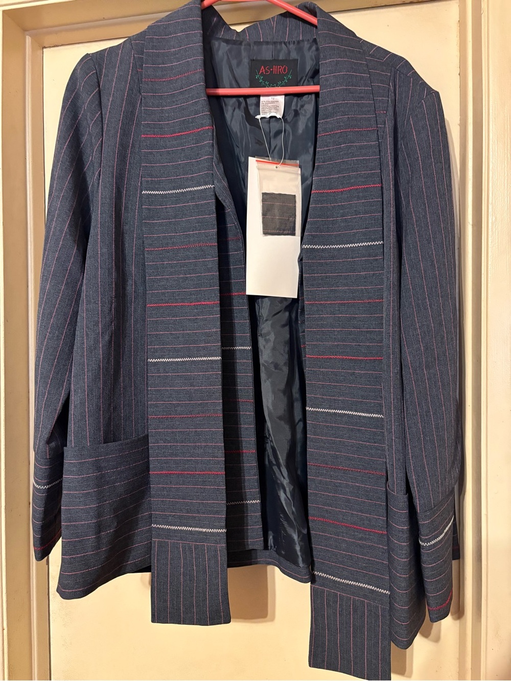 Ashro Navy Blazer with Pink & White Pinstripes